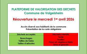 R&eacute;ouverture du CENTRE DE REVALORISATION DES D&Eacute;CHETS VERTS DE VOLGELSHEIM